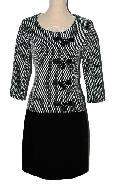 Sao Paulo jurkje, retro jurk, zwart - wit, Mt. 36 / S, Kleding | Dames, Overige kleuren, Verzenden, Zo goed als nieuw, Knielengte