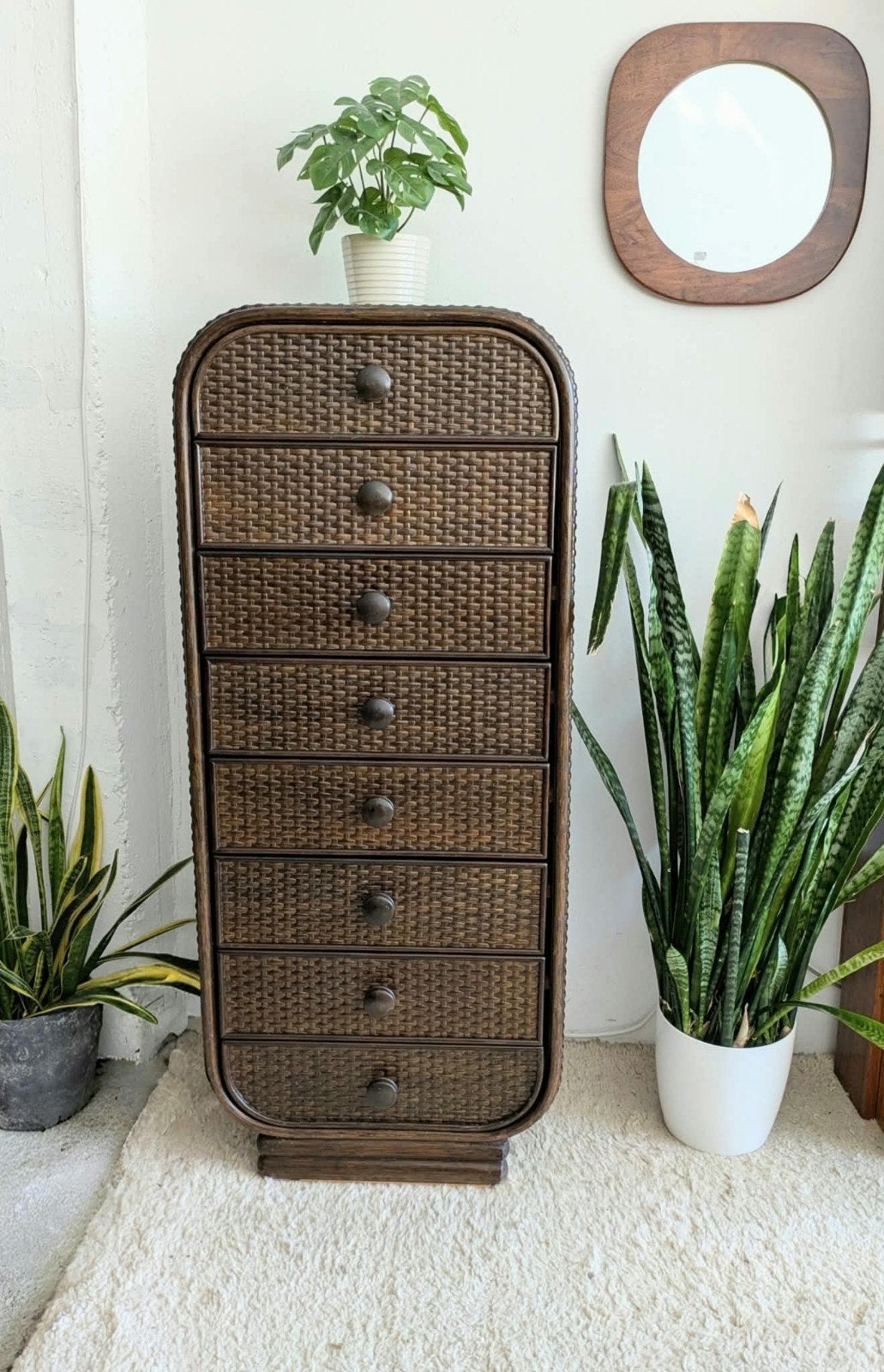 Vintage, retro rotan ladekast, Ophalen, Overige materialen, 5 laden of meer, .