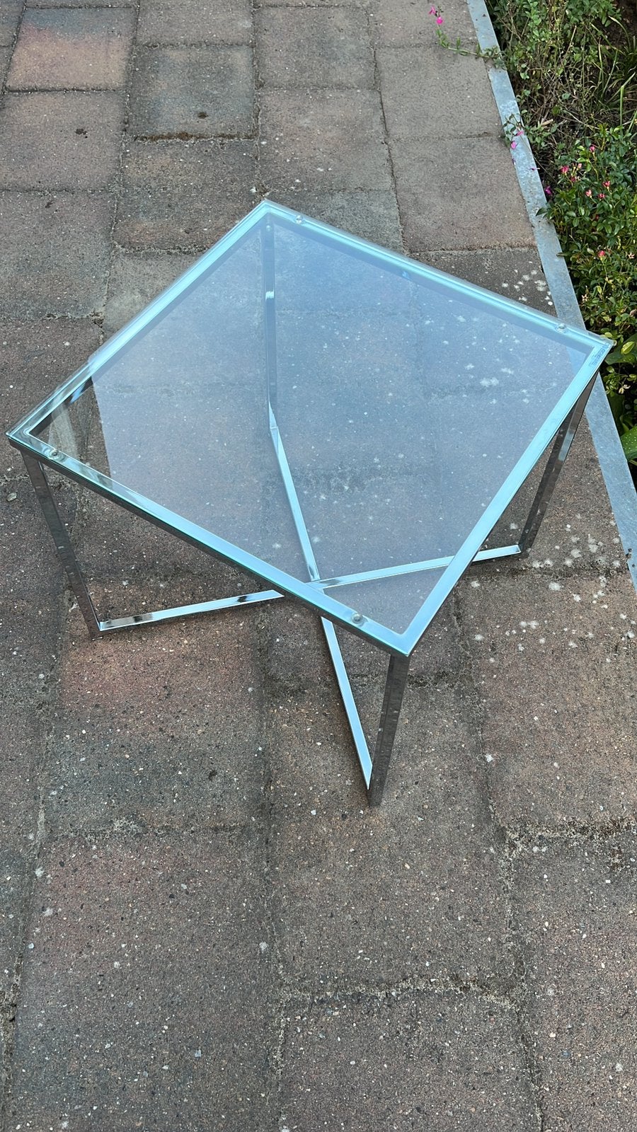Chrome/ glazen salontafel - direct beschikbaar- Nieuwstaat!!, Ophalen, 50 tot 100 cm, 50 tot 100 cm, Zo goed als nieuw