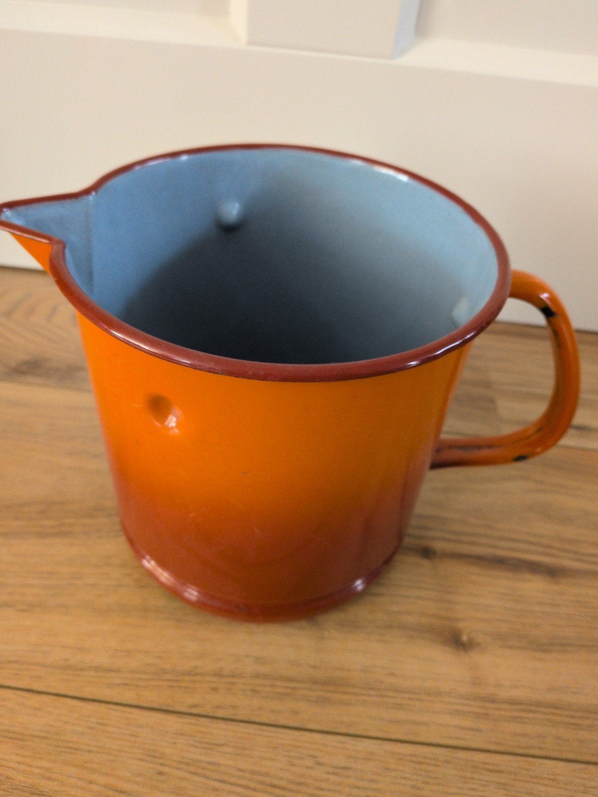 Melkkoker emaille oranje., Ophalen of Verzenden