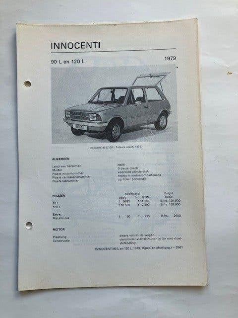vraagbaak/ handleiding  Innocenti   90 L en 120 L       1979, Ophalen of Verzenden