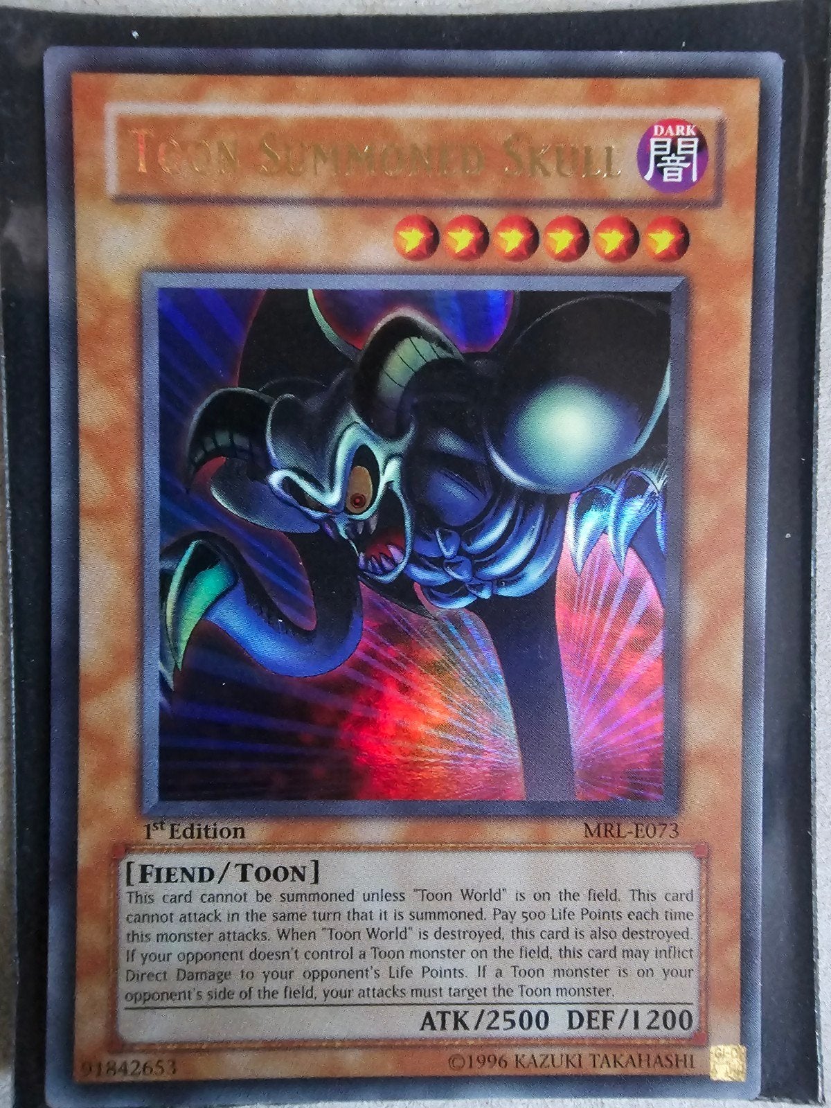 Yu-Gi-Oh! Toon Summoned Skull MRL-E073 1st Edition, Verzenden, Zo goed als nieuw, Losse kaart, Foil