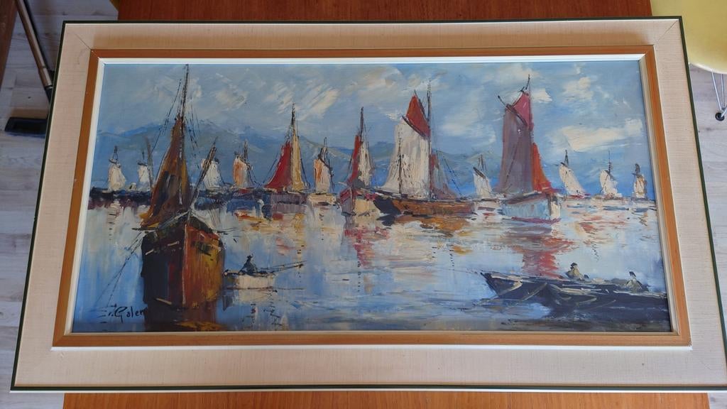 Prachtig schilderij met schepen op het water (van Galen), Ophalen