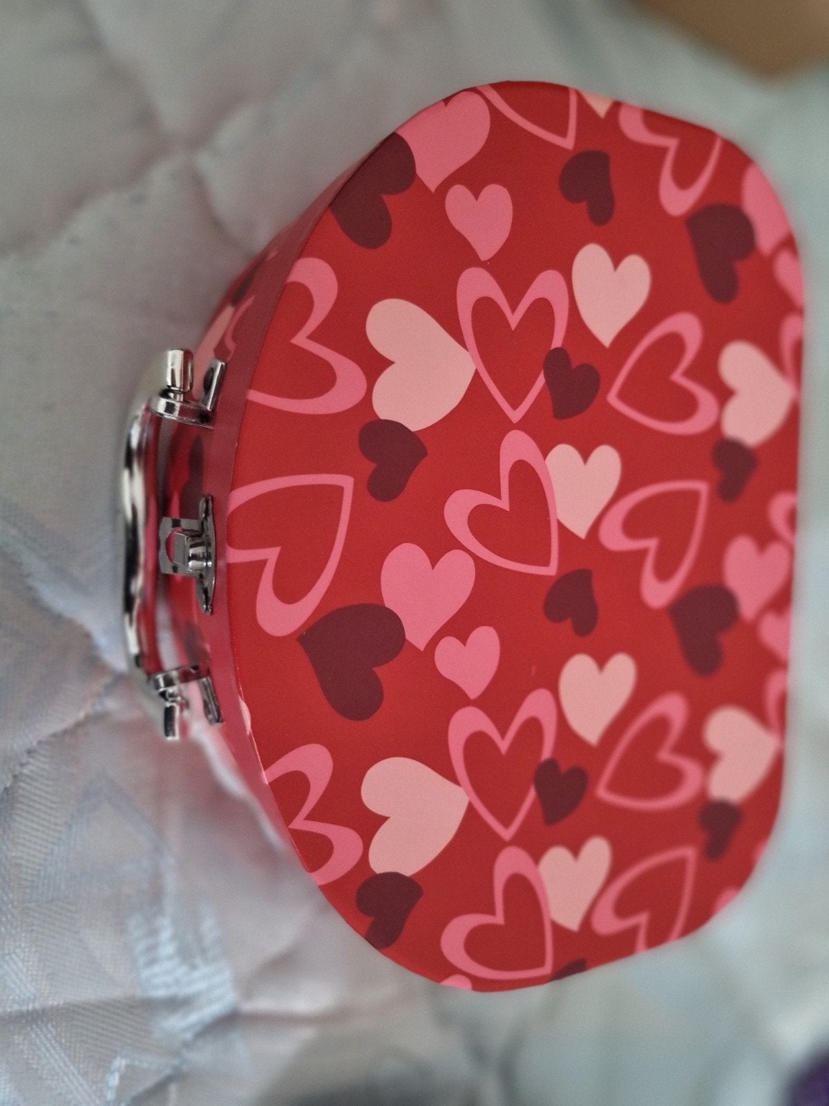 Leuk koffertje voor make-up of haarspullen met hartjes, Ophalen of Verzenden, Gebruikt, Rood, Hardcase