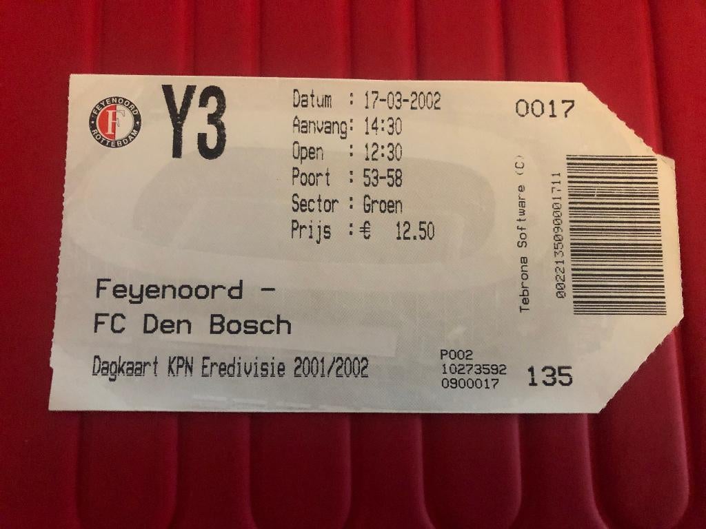 ⚽ Ticket Feyenoord - Fc Den Bosch 2001-2002 ⚽, Ophalen of Verzenden, Zo goed als nieuw, Feyenoord, Overige typen