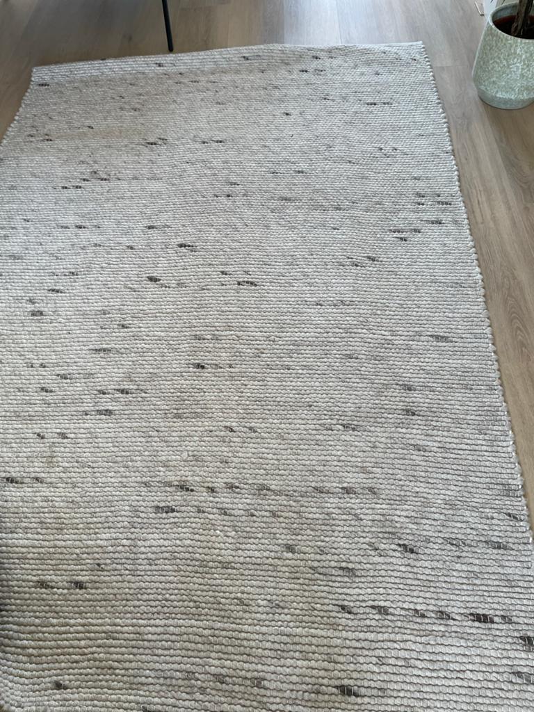 Wollen vloerkleed 160x230 cm - Beige/Grijs, Ophalen, Gebruikt, Beige, 150 tot 200 cm