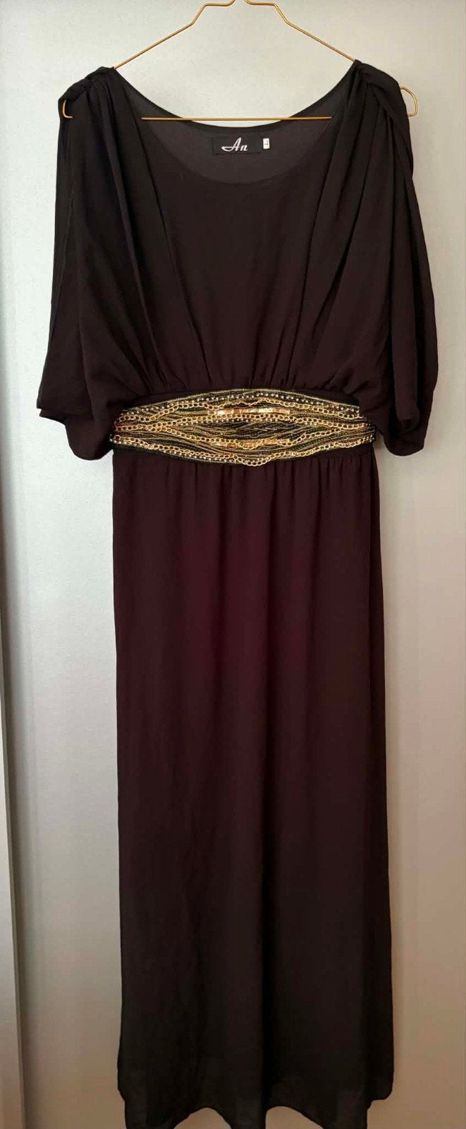 Elegante zwarte chiffon maxi jurk, Ophalen of Verzenden, Zo goed als nieuw, Zwart, Galajurk