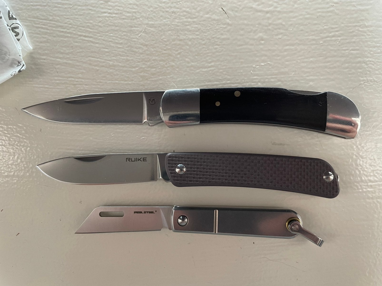 Drie nieuwe kleine zakmesjes Boker, Real Steel en Ruike, Ophalen of Verzenden, Nieuw