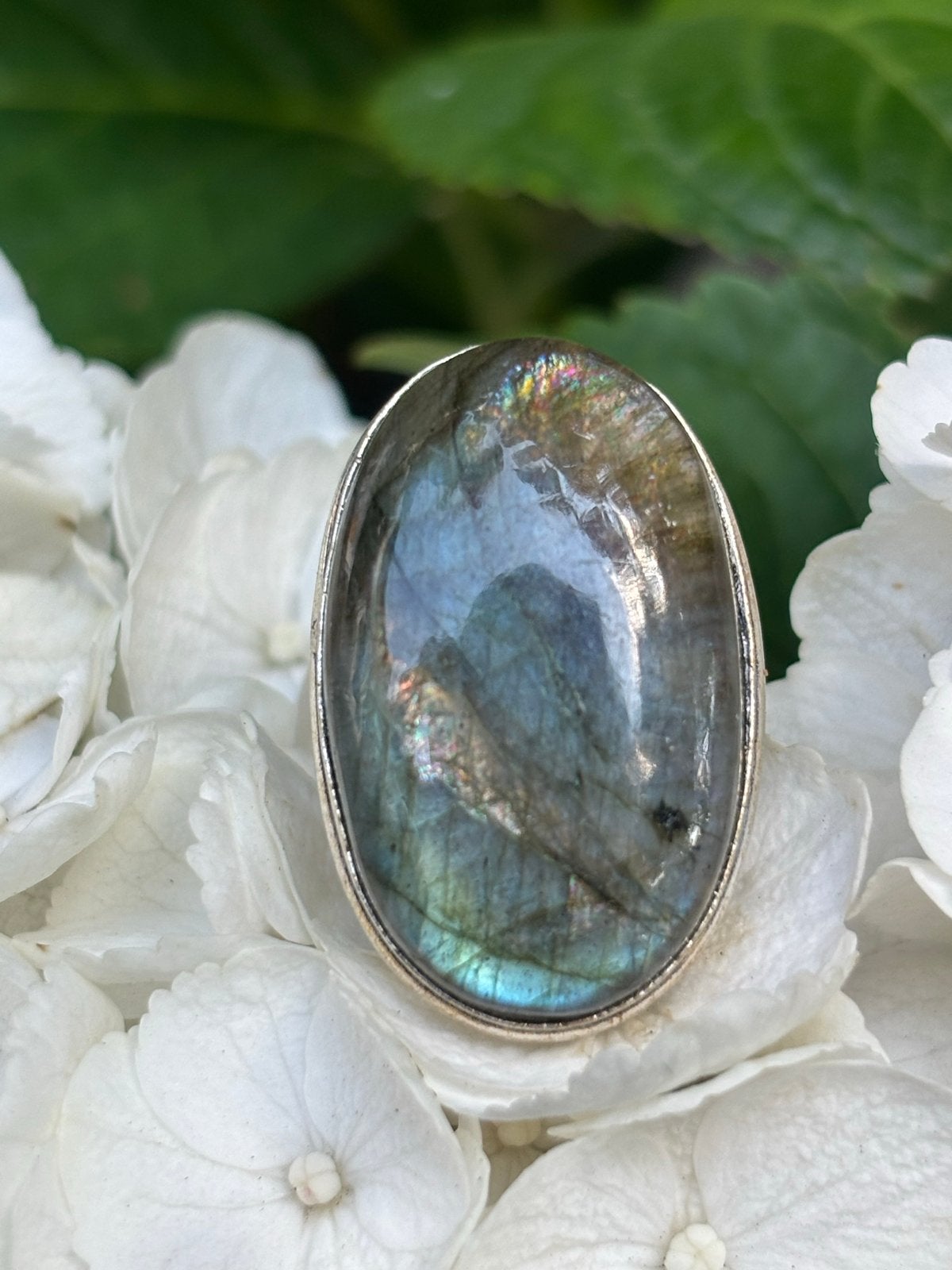 Labradoriet ring maat 17 - Handgemaakt, Sieraden, Tassen en Uiterlijk, Ringen, Gebruikt, Overige kleuren, Ophalen of Verzenden