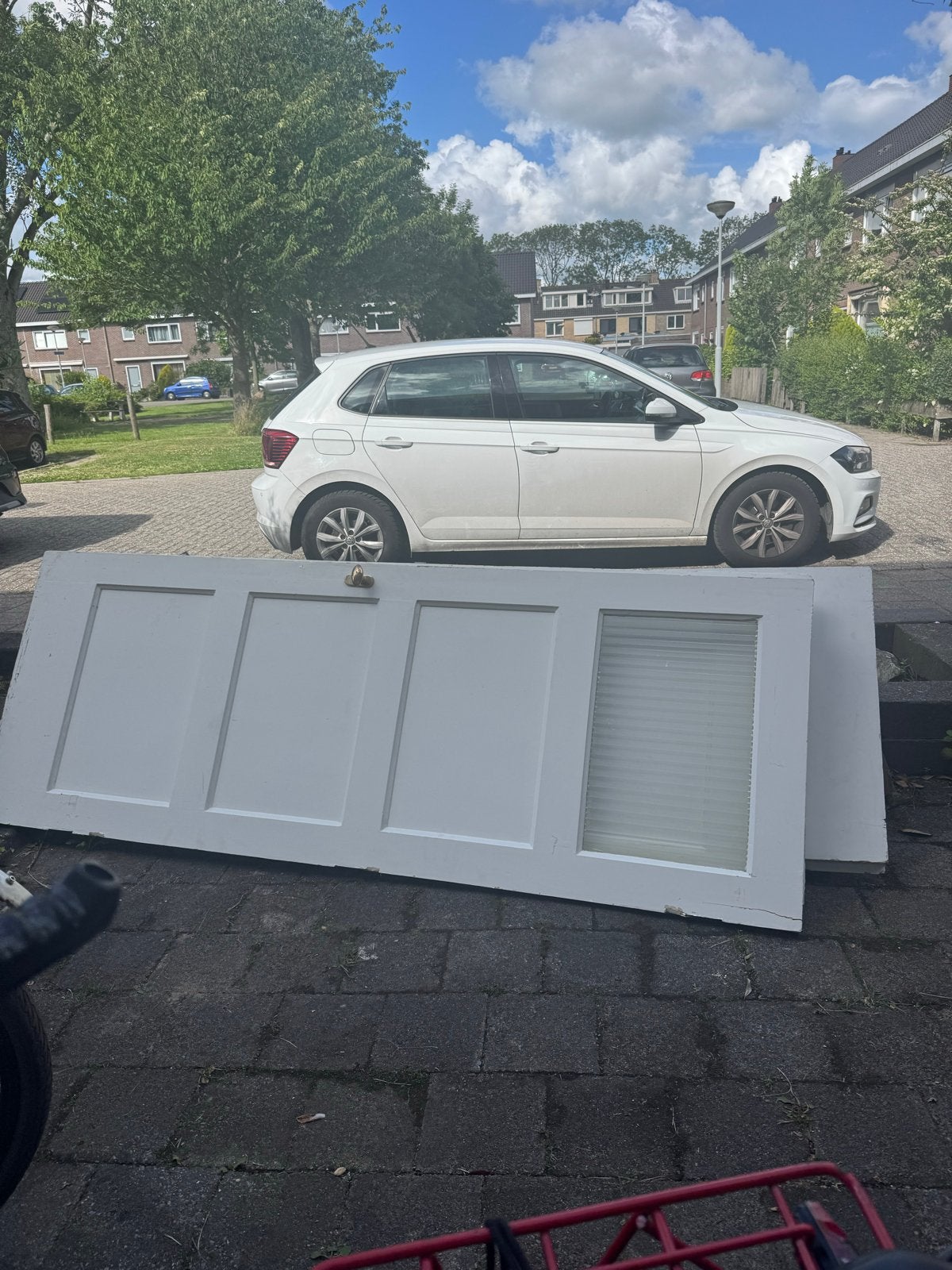Witte binnendeur met glas.van oude amsterdam huis.., Doe-het-zelf en Verbouw, Deuren en Horren, Gebruikt, 80 tot 100 cm, Binnendeur