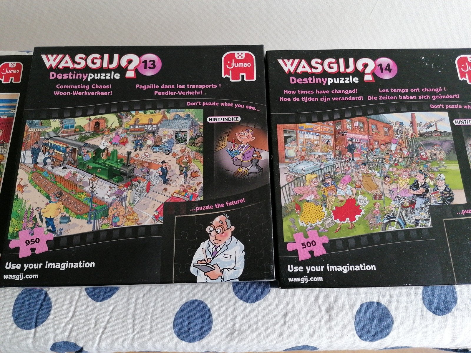 3x Wasgij Destiny Puzzels: 1, 13, 14 -Compleet!, Ophalen, 500 t/m 1500 stukjes, Gebruikt, Legpuzzel