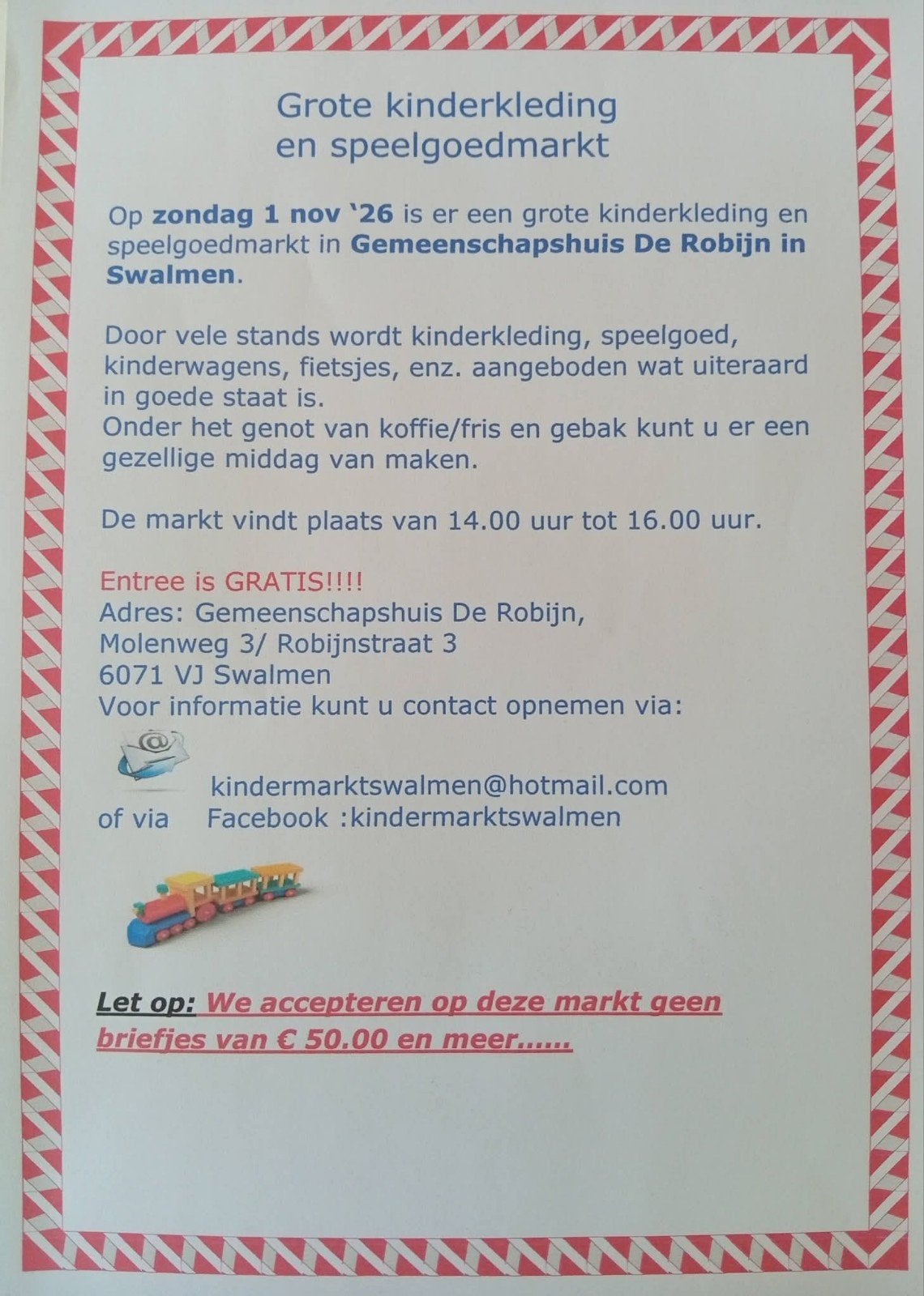 zondag kindermarkt Swalmen (lego/leesboeken/pokemon), Ophalen