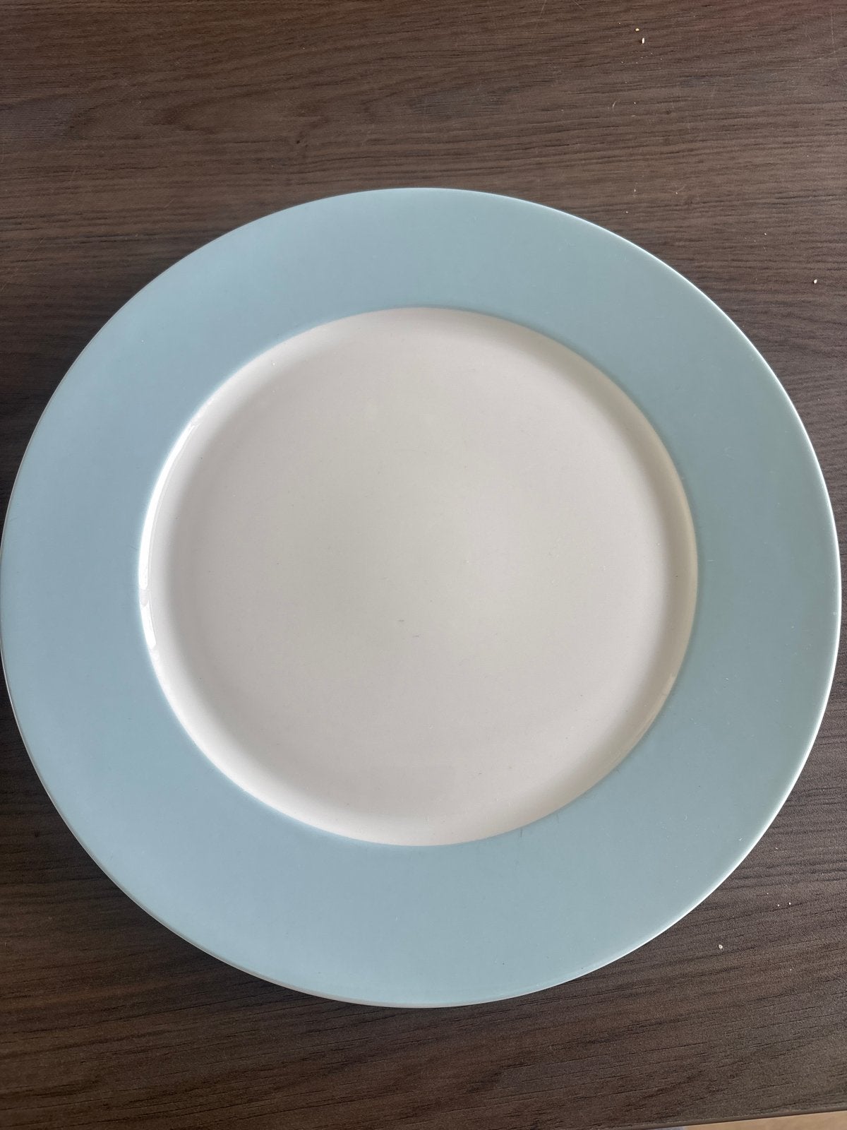 10 lichtblauwe borden - Diameter 32 cm, Ophalen, Gebruikt, Keramiek, Bord(en)