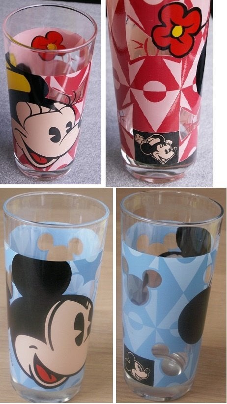 Set van 2 glazen Mickey Mouse Disney, Verzamelen, Ophalen of Verzenden, Overige figuren, Nieuw, Beeldje of Figuurtje