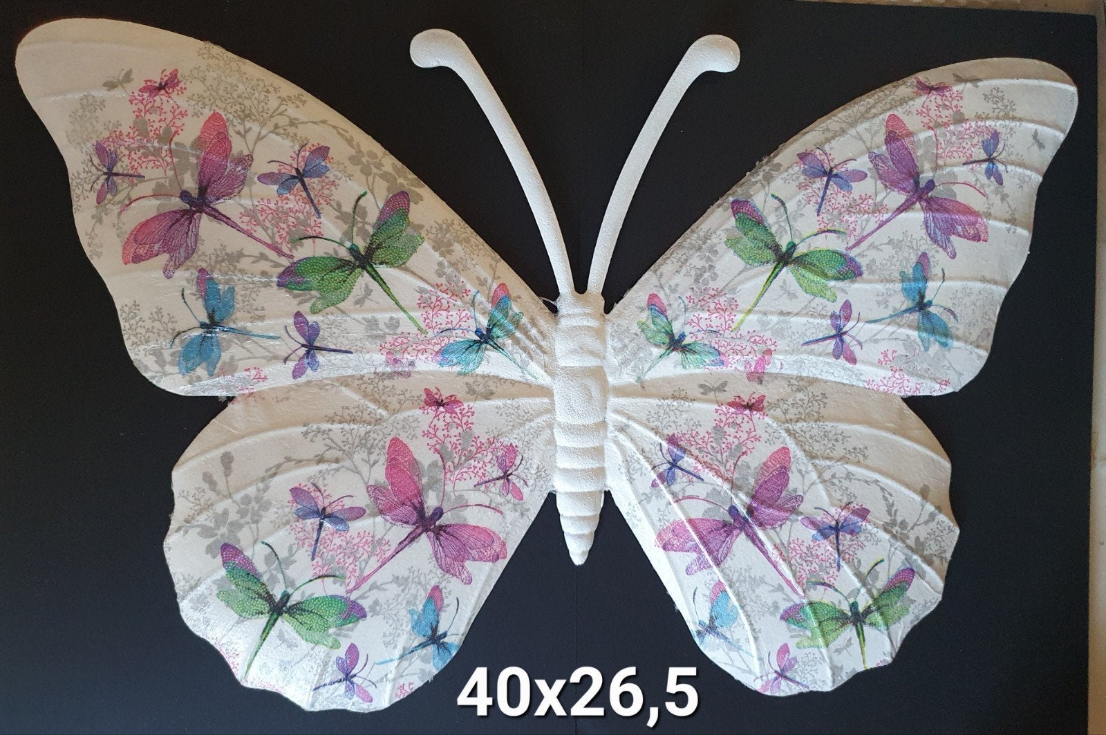 Gedecoreerde vlinder wanddecoratie 40x26,5 cm, Ophalen of Verzenden, Nieuw