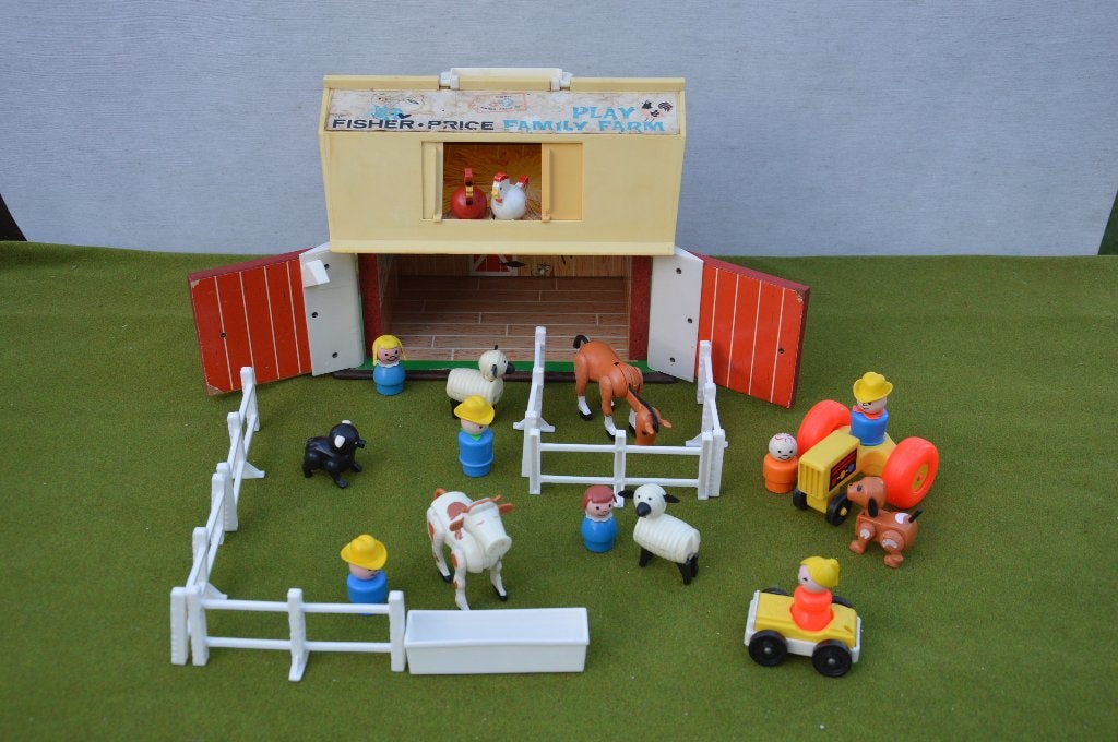 Vintage Fisher Price boerderij/ farm met dieren en poppetjes, Ophalen of Verzenden, Gebruikt, Speelset