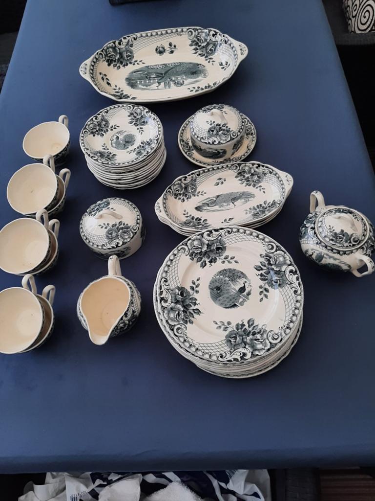 serviesdelen PEACOCK van Societe Ceramique petrol, Ophalen of Verzenden