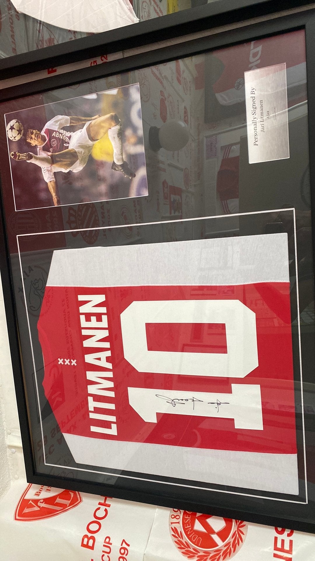 Litmanen ingelijst shirt gesigneerd met foto bewijs, Ophalen, Nieuw, Ajax, Shirt