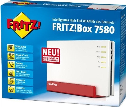 fritzbox 7581 te koop, Ophalen of Verzenden, Gebruikt, Router met modem, Fritz!