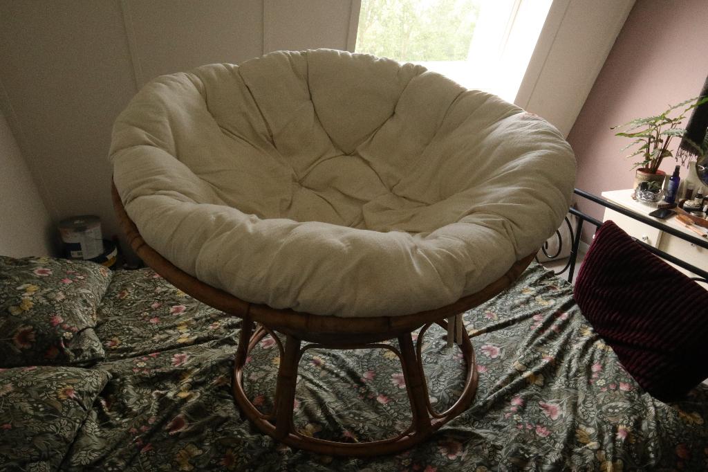 ronde papasan rotan stoel, Ophalen, Gebruikt, Bruin, Boho