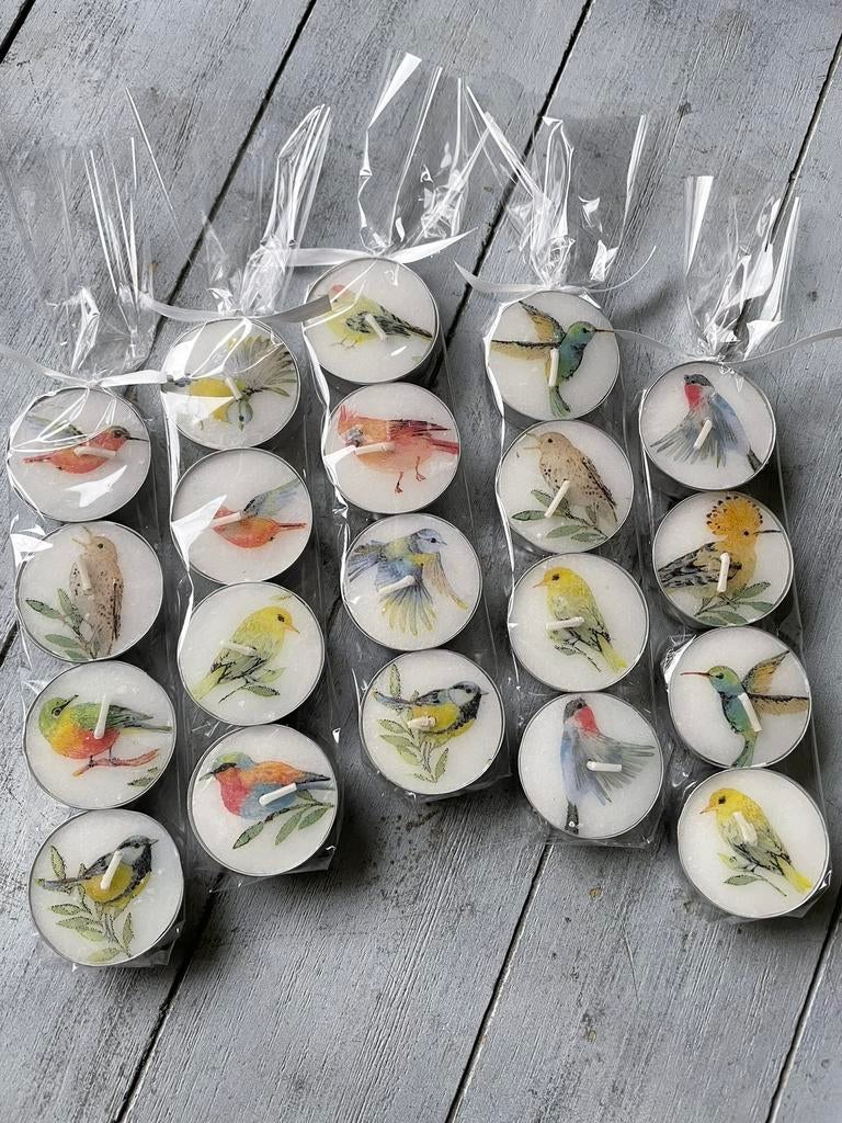 Partij waxinelichtjes vogeltjes, Ophalen of Verzenden, Zo goed als nieuw, Overige materialen, Minder dan 25 cm
