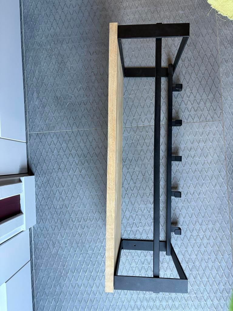 Kapstok 70x29,5 met haken en rails voor hangers, Gebruikt, Minder dan 100 cm, Hout, Ophalen