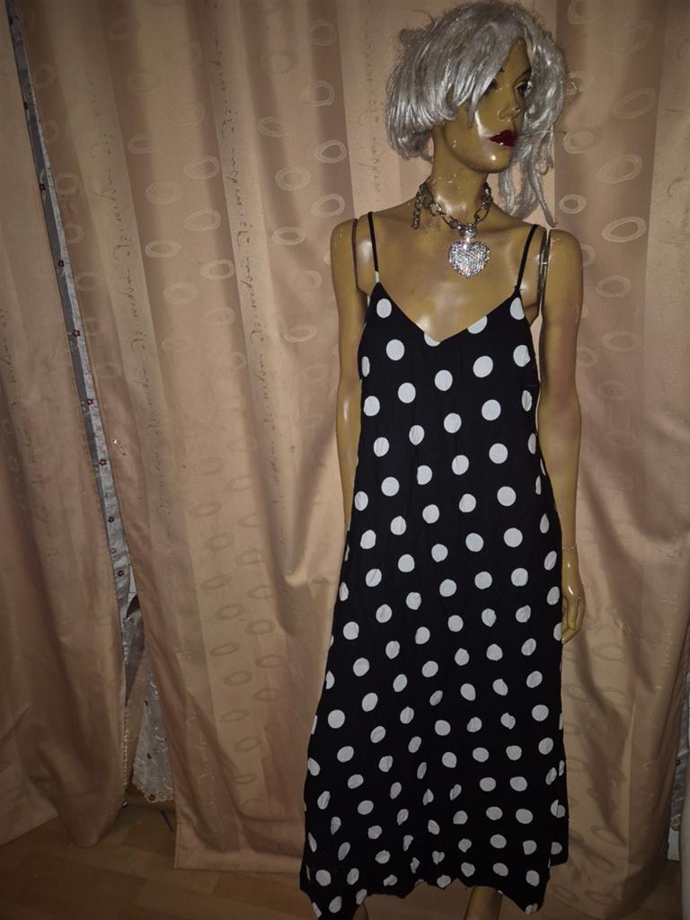 Zwarte jurk met witte stippen primark maat 44, Primark, Zwart, Maat 42/44 (L), Ophalen of Verzenden