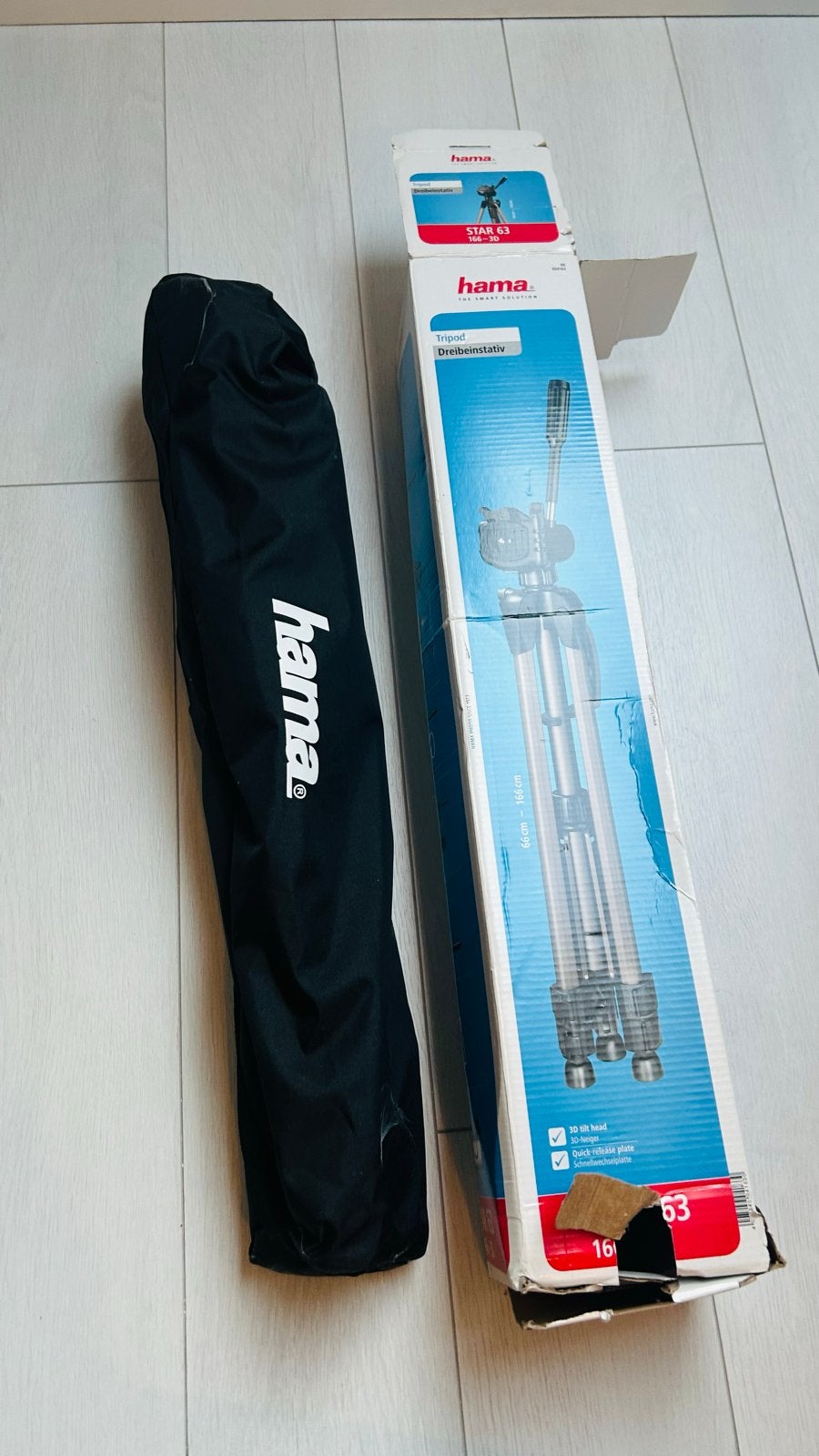 Hama Star 63 Statief met draagtas - Nieuw in doos, Audio, Tv en Foto, Fotografie | Statieven en Balhoofden, Nieuw, Hama, 150 tot 175 cm