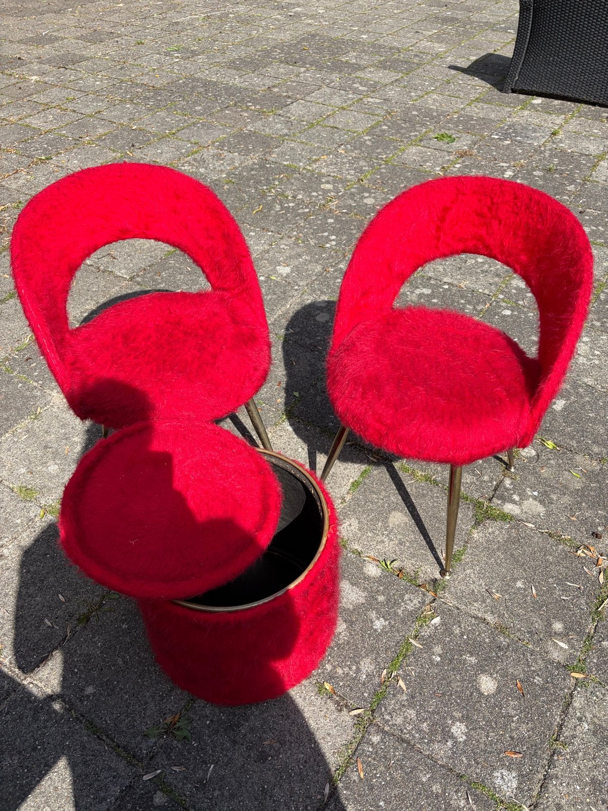 Set van 2 rode stoelen en 1 poef/opbergruimte, Ophalen
