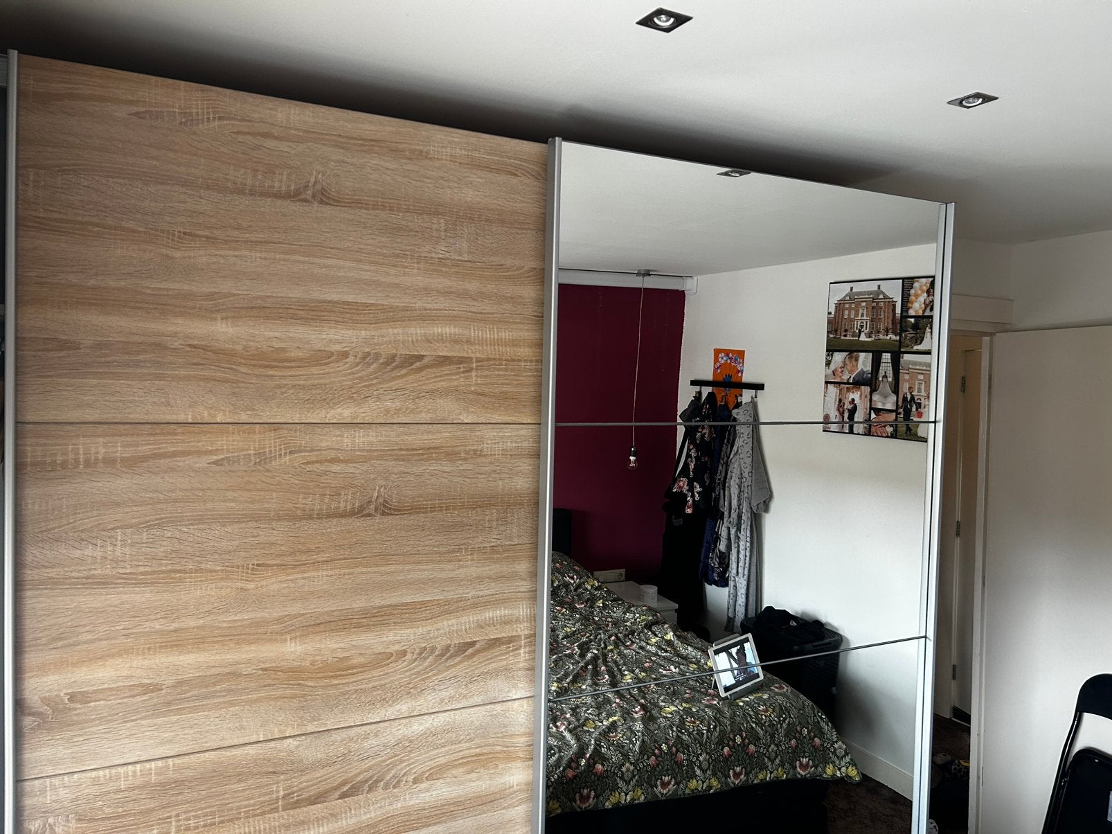 Mooie kledingkast met spiegel, Huis en Inrichting, Kasten | Kledingkasten, Ophalen, Zo goed als nieuw, 50 tot 75 cm, 200 cm of meer