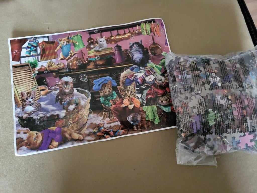 Leuke puzzel katten 1000 stukjes, Ophalen of Verzenden, 500 t/m 1500 stukjes, Zo goed als nieuw