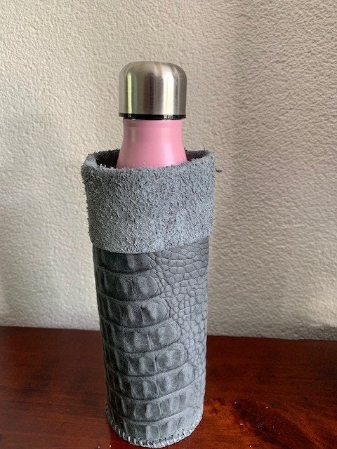 Leren flessenhouder flessentas bottlebag inkl fles grijs 3, Ophalen of Verzenden, Nieuw, Grijs, Overige typen