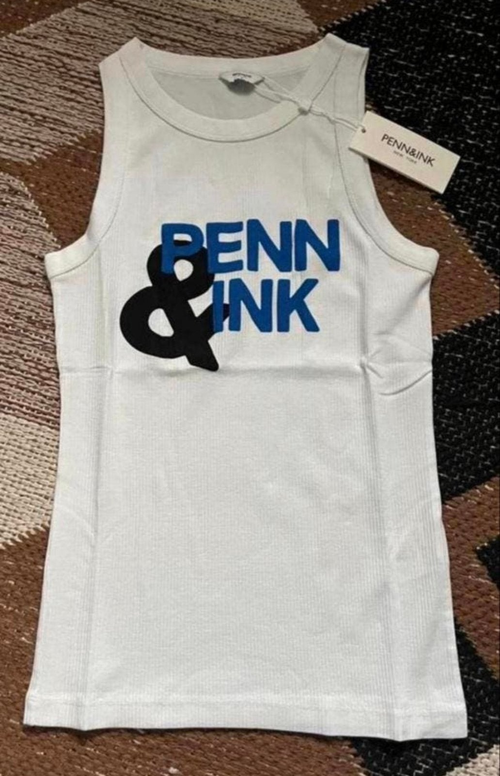 Penn & Ink Fulton tanktop wit met tekst - Nieuw met kaartjes, Wit, Nieuw, Ophalen of Verzenden, Zonder mouw