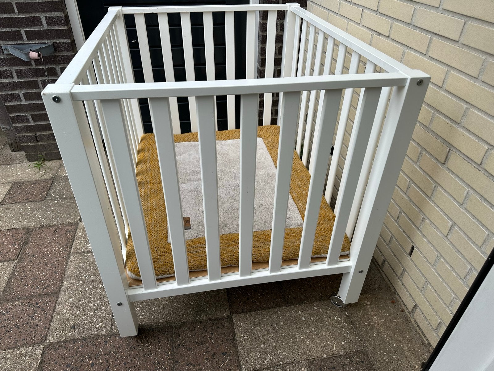 Bopita Box Brent Wit met wieltjes + Baby's Only boxkleed, Ophalen, Gebruikt, Rechthoekig, In hoogte verstelbaar
