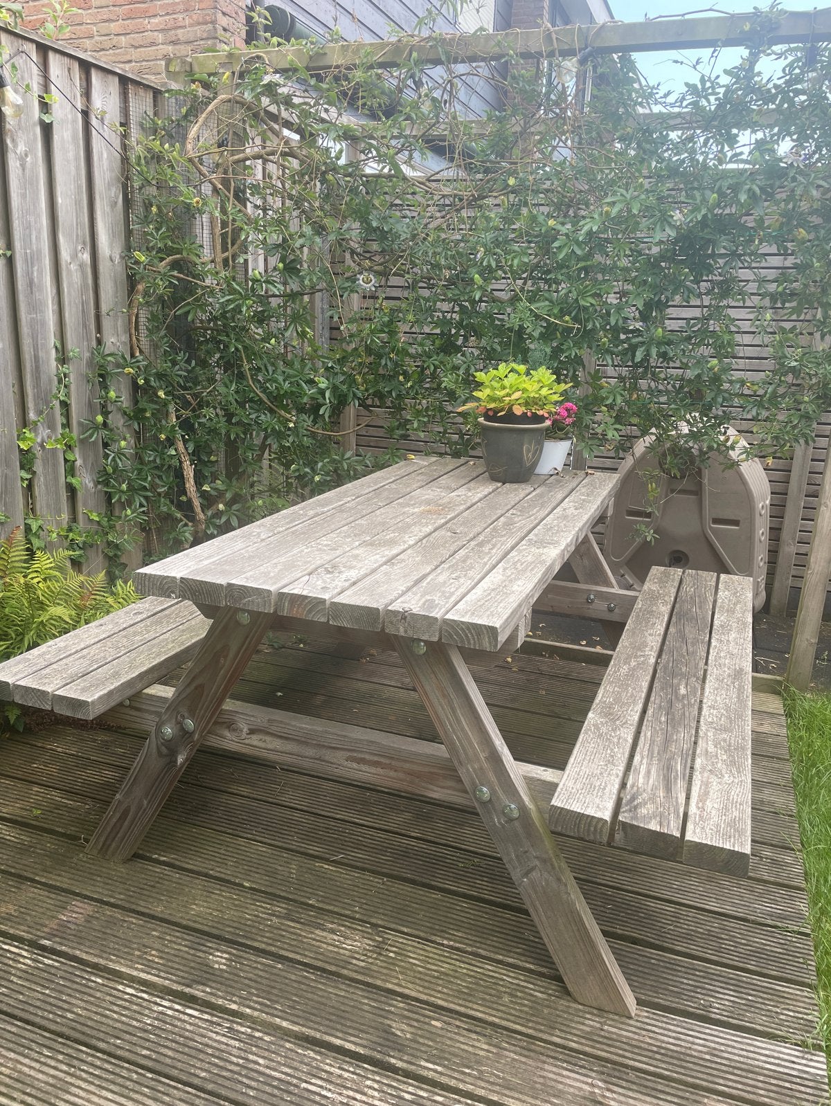 Douglas houten picknicktafel, Tuin en Terras, Picknicktafels, Ophalen, Gebruikt, Rechthoekig, Hout