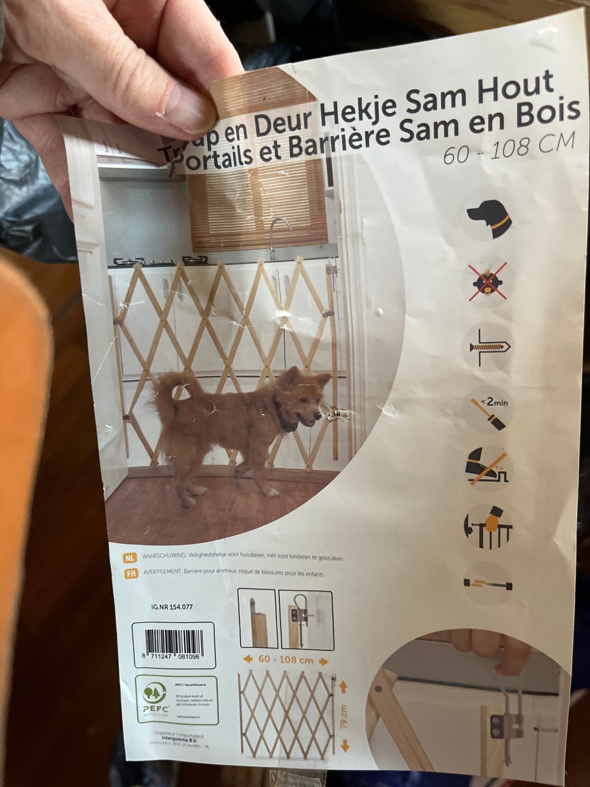 Trap en deur hekje sam hout voor dieren, Ophalen, Zo goed als nieuw