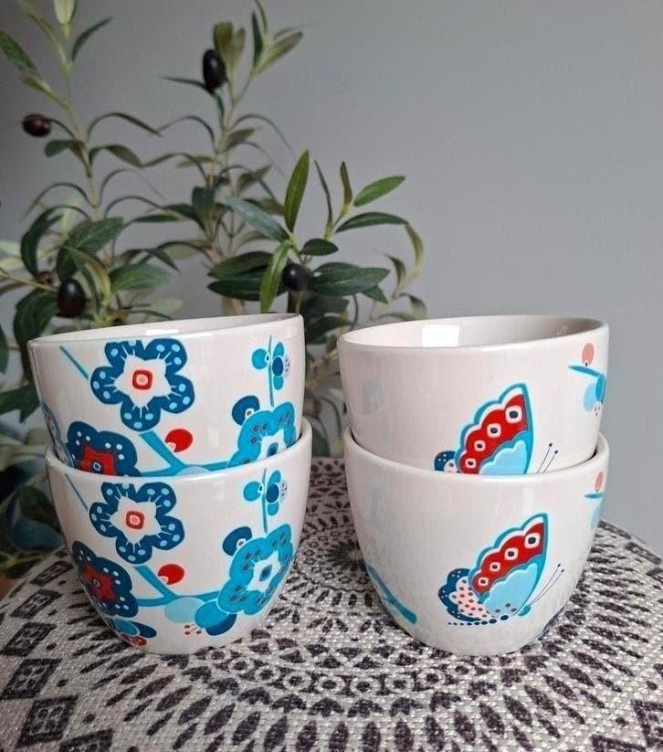 DE kom vlinder Douwe Egberts kopjes 4 stuks mokken Nieuw, Huis en Inrichting, Keuken | Servies, Nieuw, Ophalen of Verzenden, Overige stijlen