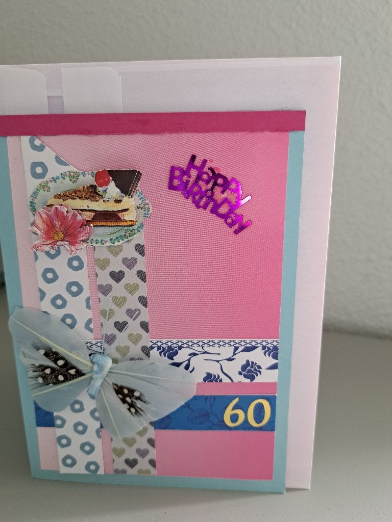 handgemaakte kaart 60 jaar met gratis envelop, Ophalen of Verzenden, Nieuw, Man of Vrouw