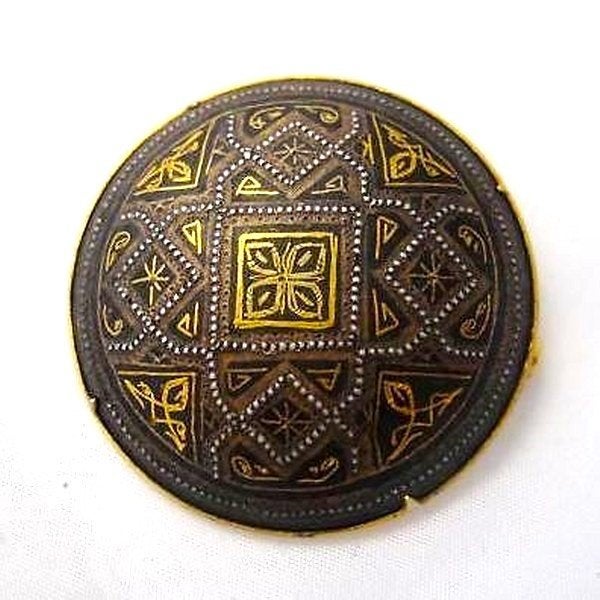 Antieke Toledo broche Damascener handwerk (7727-4478), Ophalen, Overige materialen, Broche