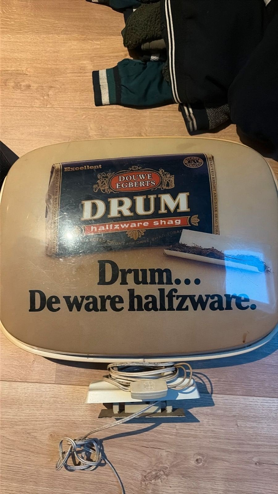 Vintage Drum Shag Lichtbak - Douwe Egberts Reclame, Ophalen of Verzenden, Gebruikt, Lichtbak of (neon) lamp