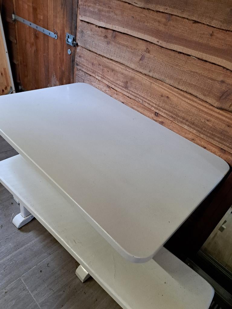 witte massieve tuintafel. gratis op te halen 3, Ophalen, Gebruikt, Rechthoekig, Hout