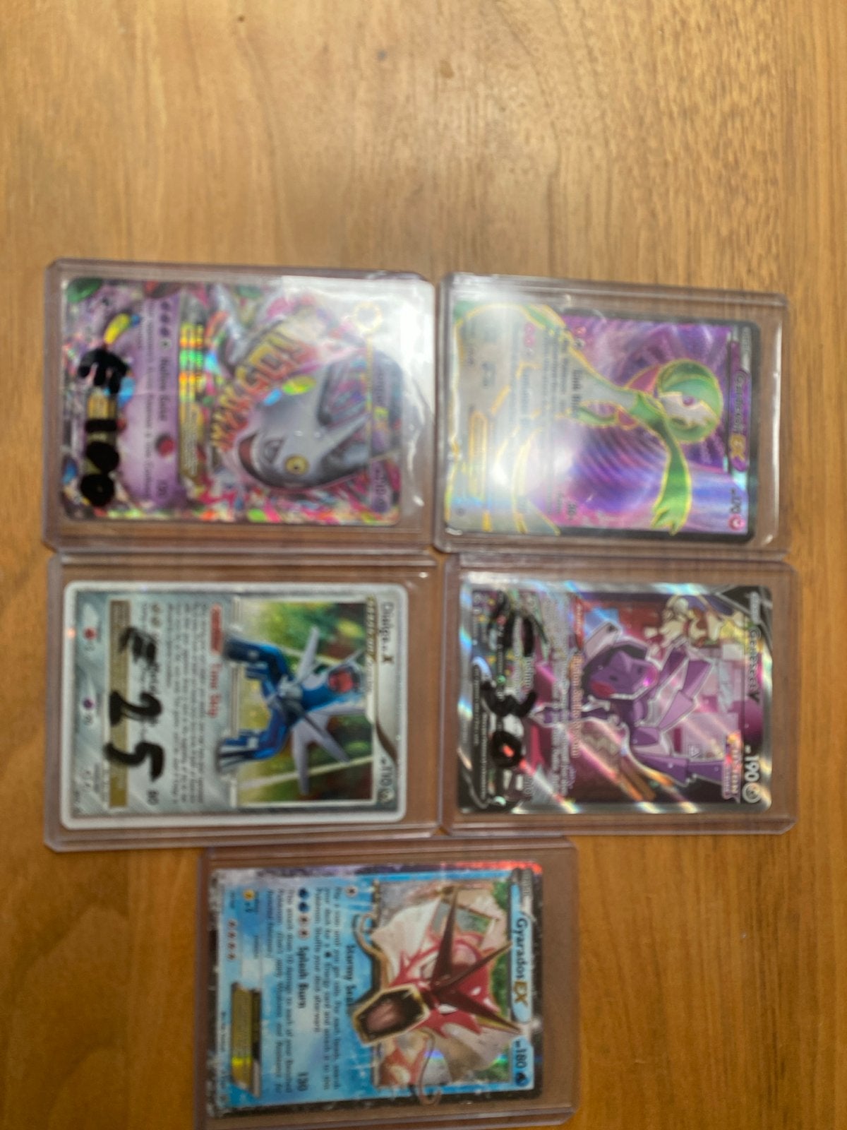 5 Pokémon kaarten - EX/GX/V - Inclusief Gyarados EX, Ophalen, Gebruikt, Meerdere kaarten