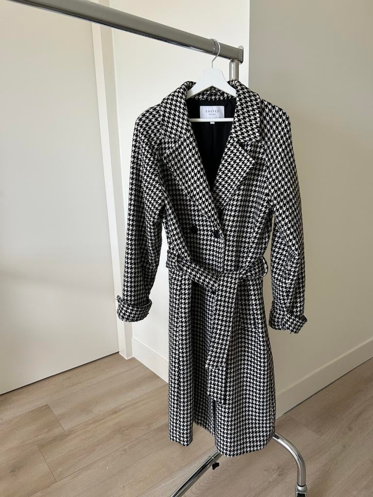 Costes Studio winterjas maat 36 pied-de-poule, Ophalen of Verzenden, Zo goed als nieuw, Maat 36 (S), Zwart
