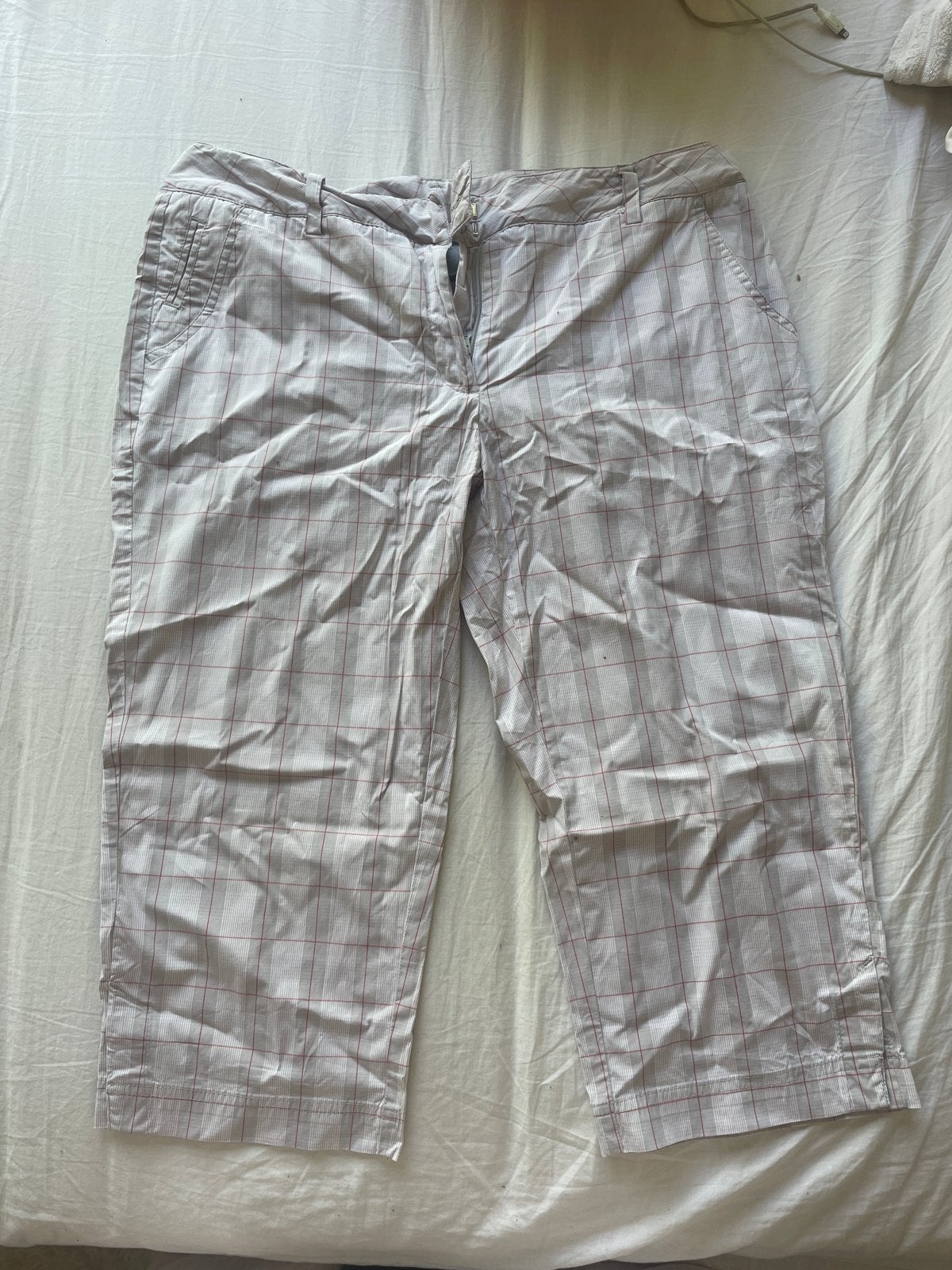 Nike Golf Driekwart Broek - Geruit, Ophalen, Wit, Maat 42/44 (L), Zo goed als nieuw