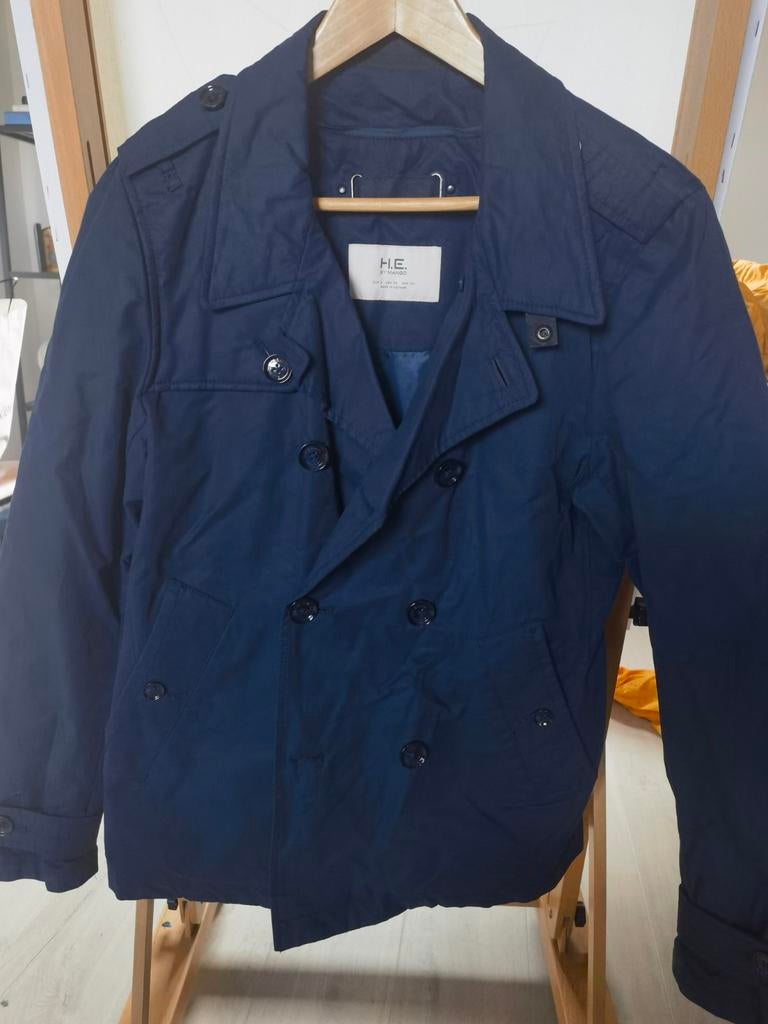 Heren korte trenchcoat - Blauw, H.E. by Mango, Blauw, Ophalen of Verzenden, Gedragen