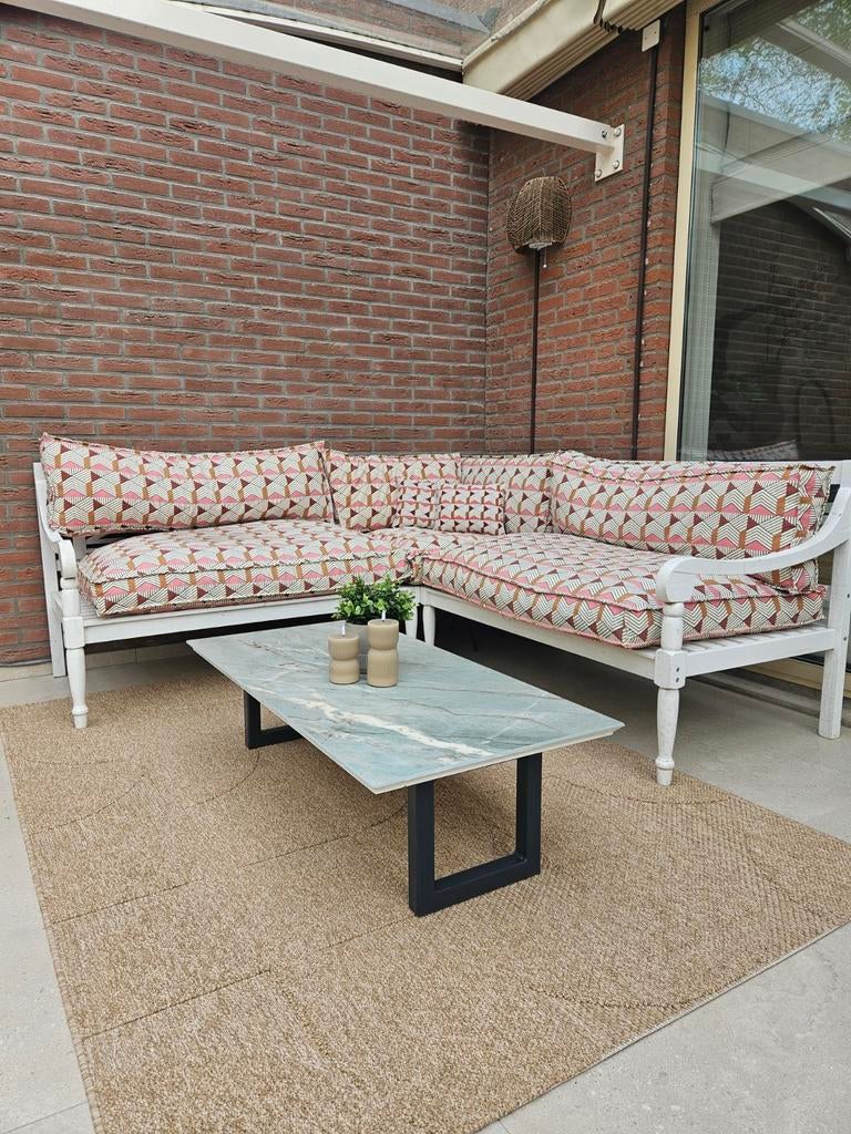 Salontafel keramisch blad 60x120 cm Marmer look stalen poten, Ophalen, Gebruikt, 100 tot 150 cm, 50 tot 100 cm