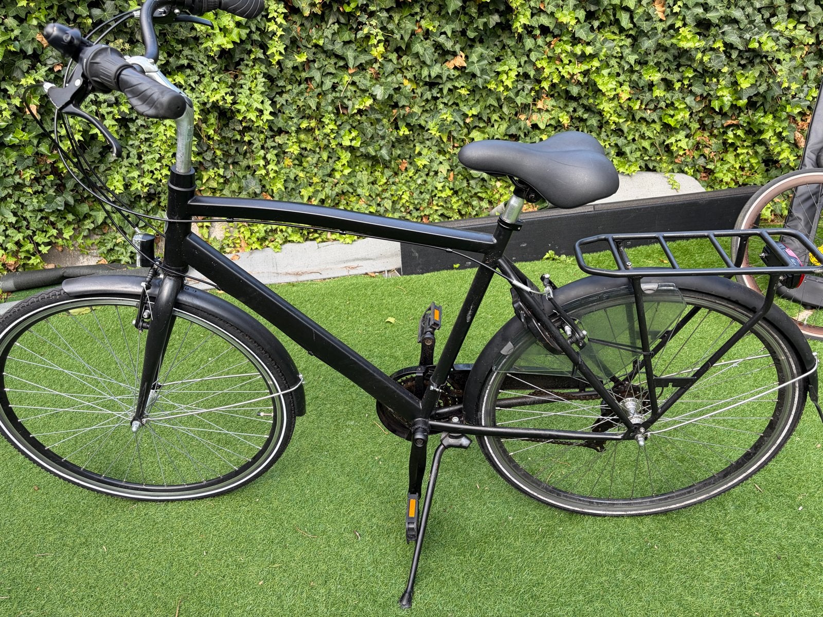 Zwarte herenfiets met 7 versnellingen en handremmen, Fietsen en Brommers, Gebruikt, Velgrem, Versnellingen, 53 tot 57 cm
