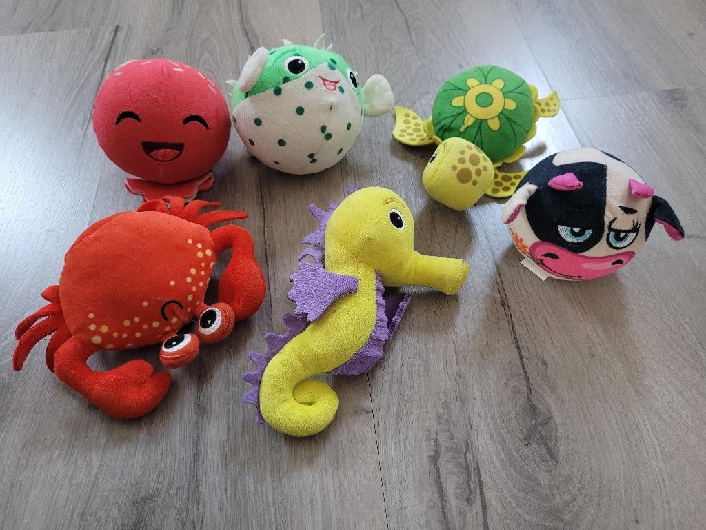 Knuffeltjes diverse soorten o.a. koe, krab, zeepaardje, Ophalen of Verzenden, Zo goed als nieuw, Overige typen