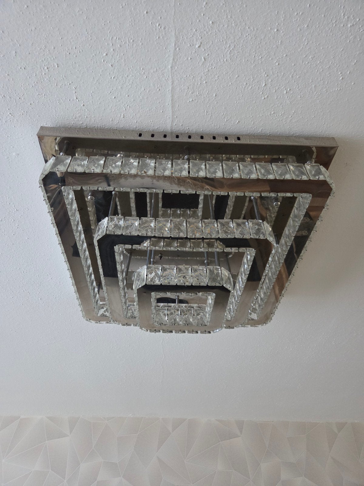 Moderne kristallen plafondlamp / hanglamp, Overige fittingen, Ophalen of Verzenden, Zo goed als nieuw, Glas