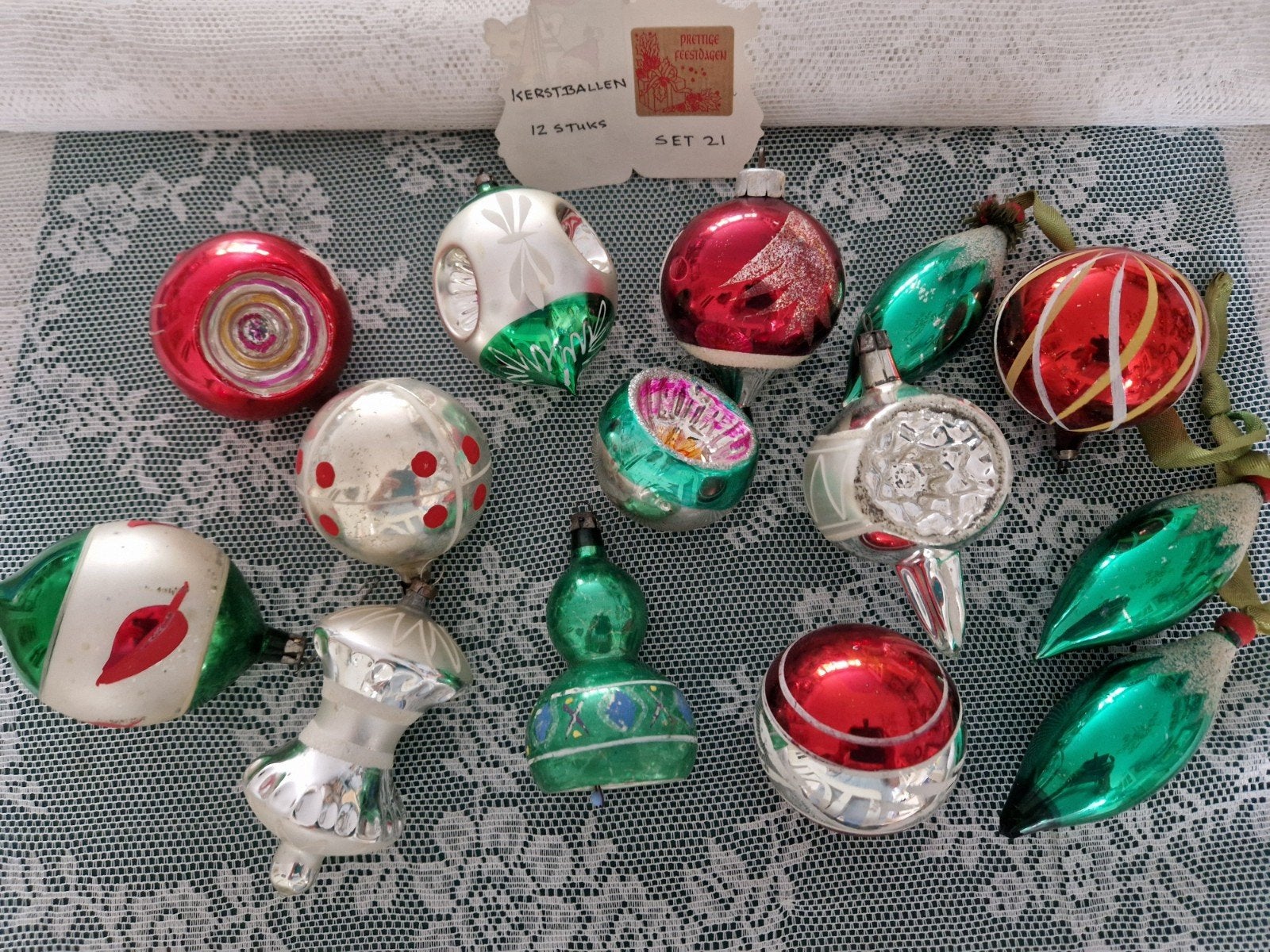 antieke oude kerstballen diverse soorten 14 stuks Set 21, Ophalen of Verzenden
